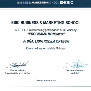 DIPLOMA - CERTIFICADO ASISTENCIA CURSO ESIC